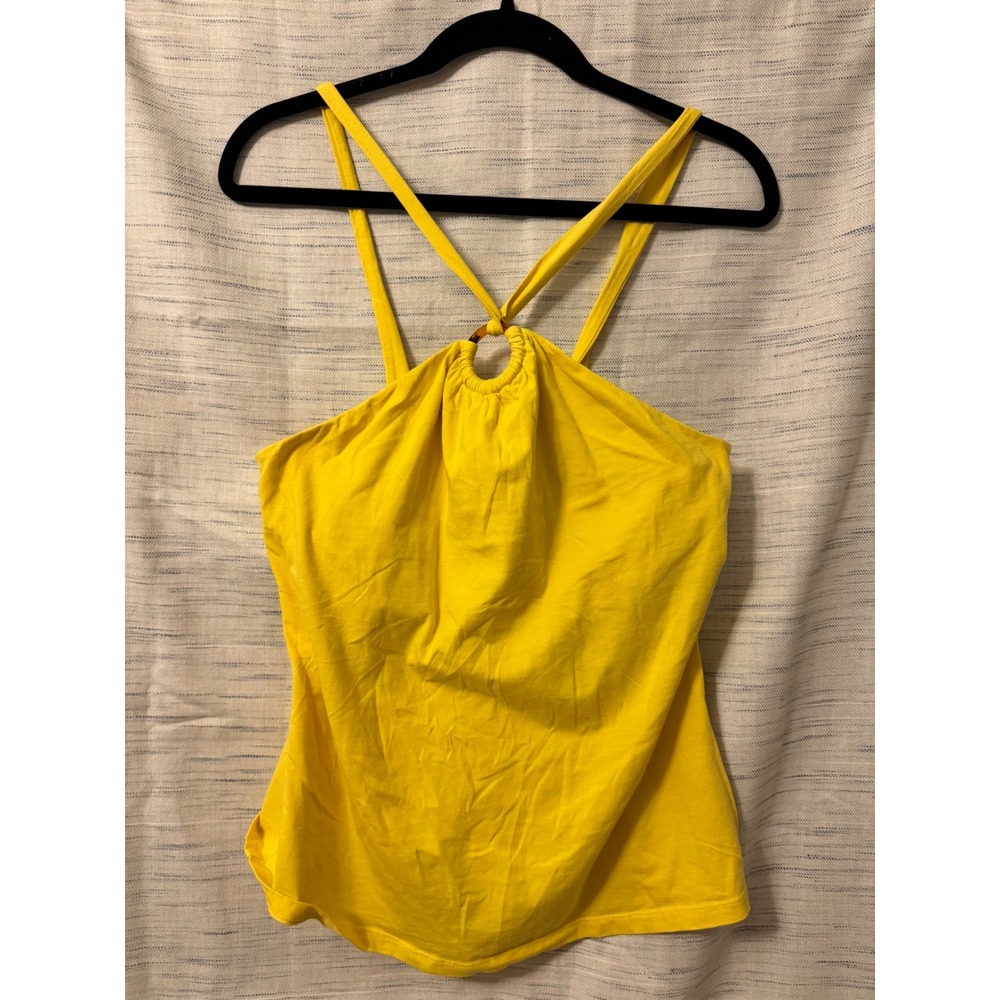 NY&C New York & Company Yellow Halter Top O-Ring Sleeveless Cami Small